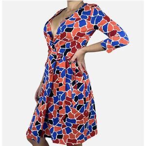 Diane Von Furstenberg New Julian Two Wrap Dress Giraffe Spots Multi Print Size 8